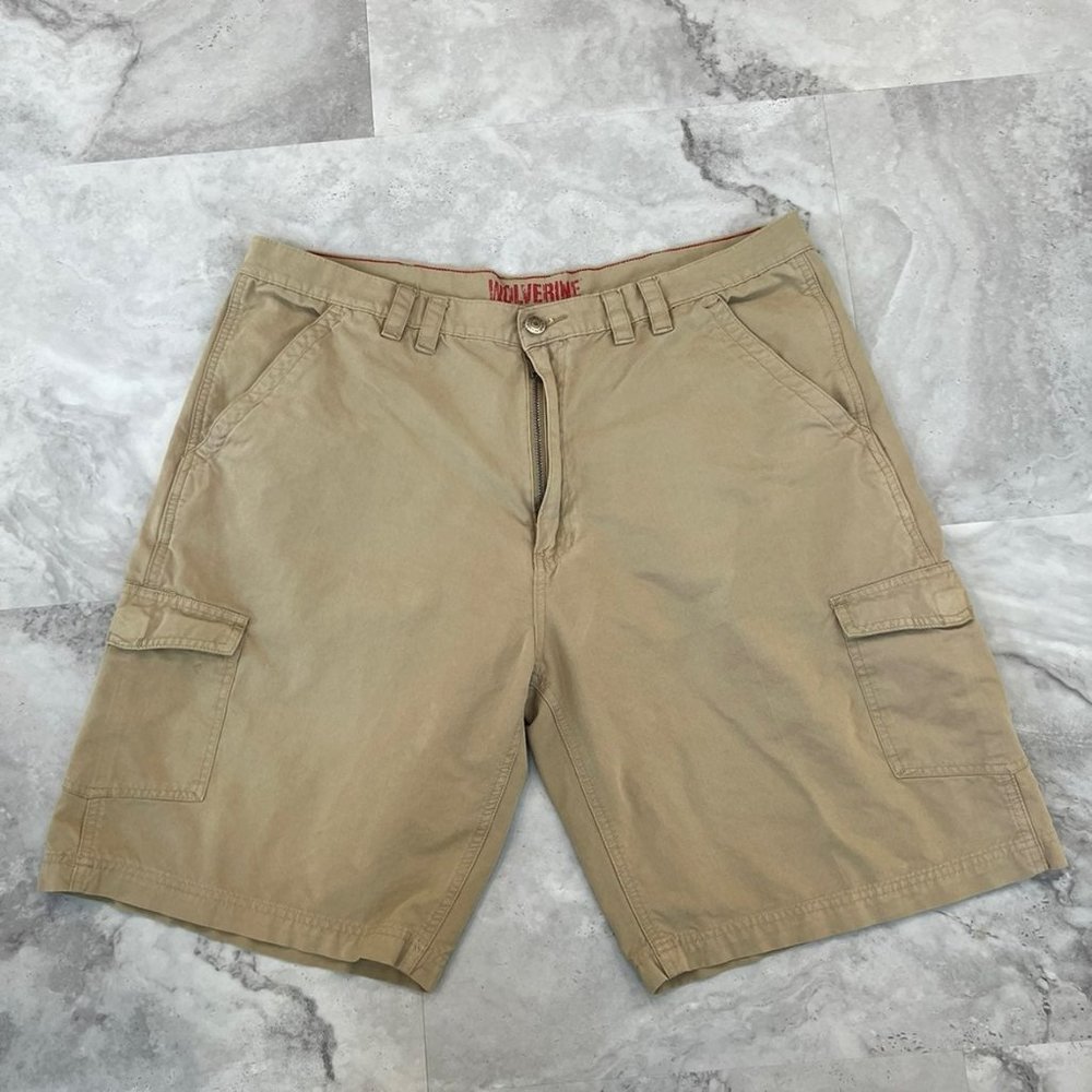Wolverine Mens Cargo Shorts Size 40‎ Flat Front Brown 10 Inch Inseam A32